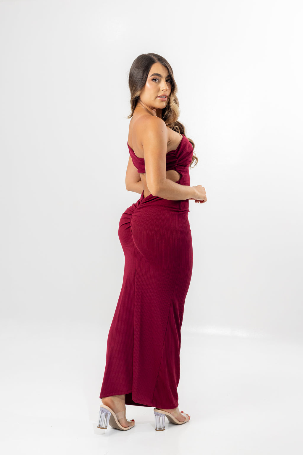 VESTIDO LARGO MERLOT