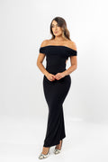 VESTIDO LARGO MERLOT NEGRO