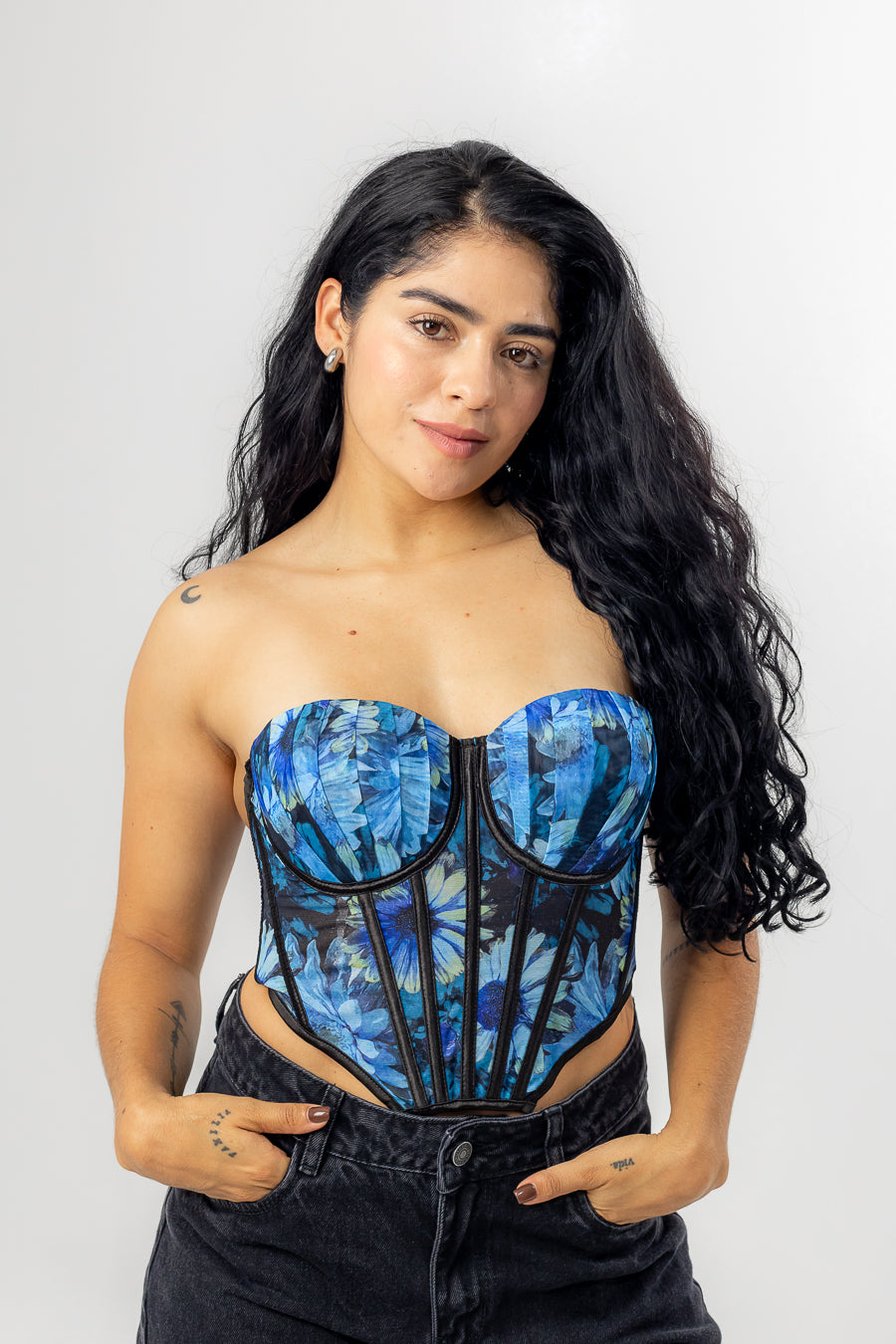 CORSET FLOWERS LEONOR AZUL