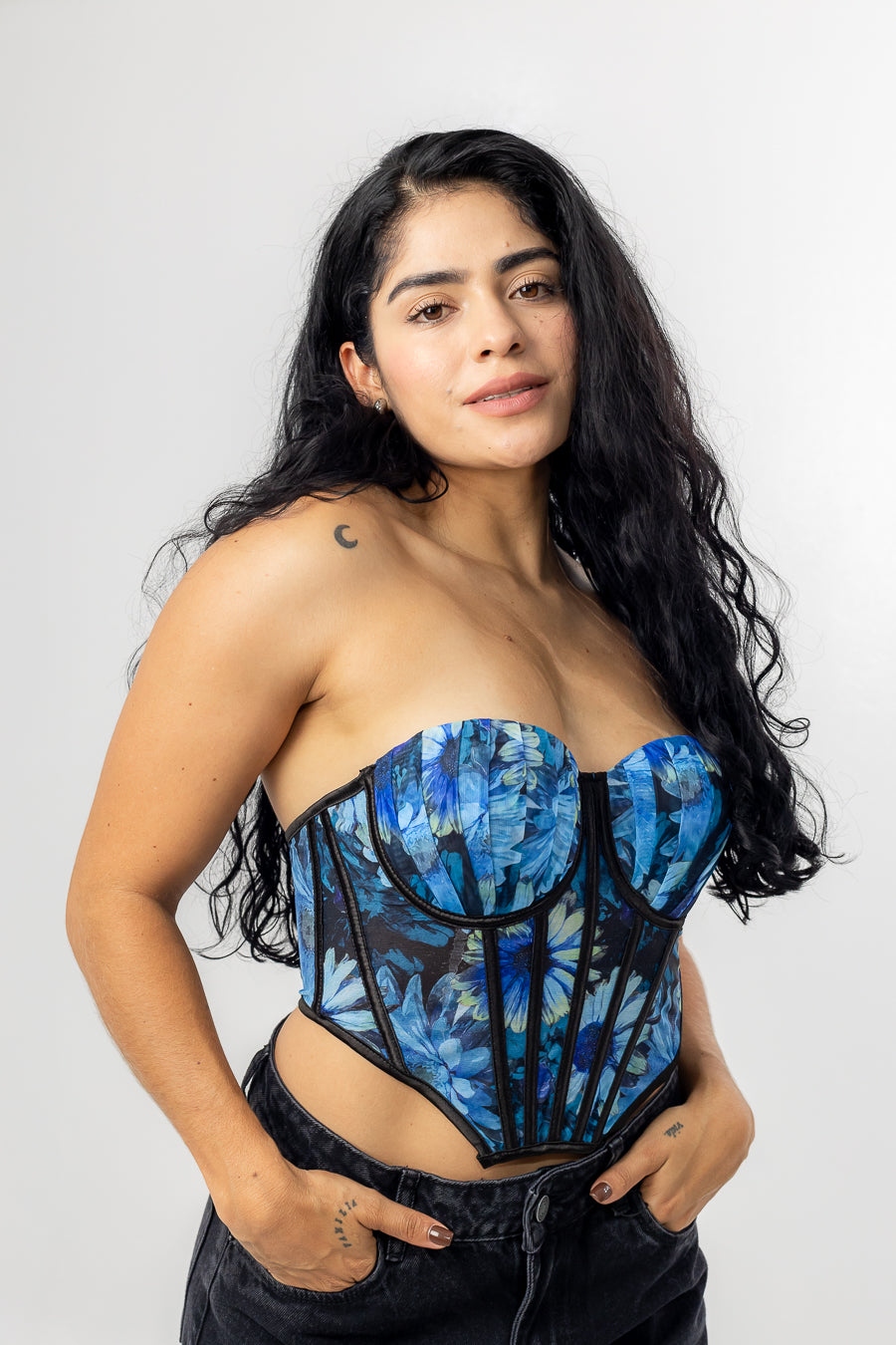 CORSET FLOWERS LEONOR AZUL