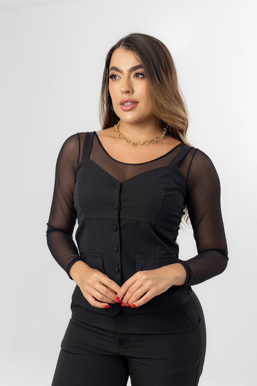 SET PANTALÓN Y BLUSA HINA NEGRO